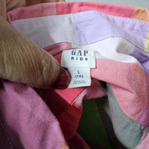 Gap Kids Boys Large 10 Long Sleeve Button-up Shirt Top Color Blocks Button-down - Picture 4 of 4